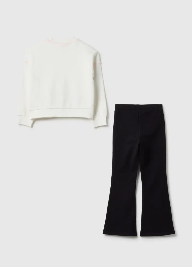 Set Felpa Pantalone Multicolor Da Bambina In Misto Cotone Regular Fit, Multicolor miniatura 2