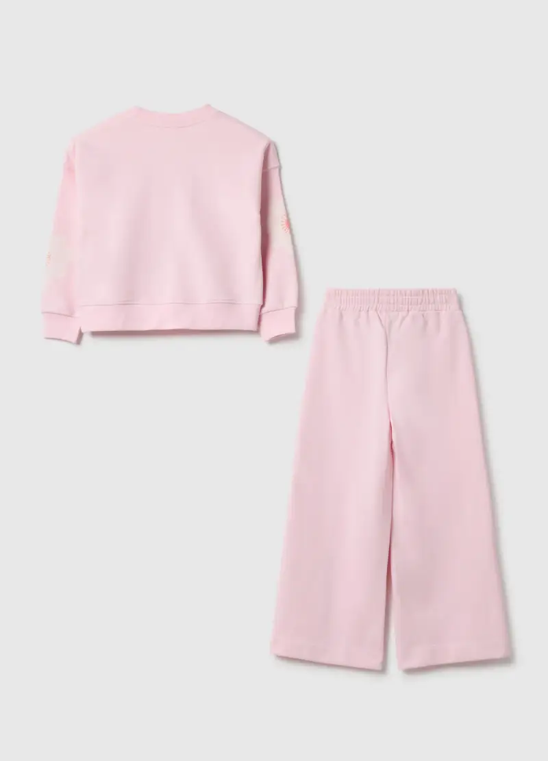 Set Felpa Pantalone Rosa Da Bambina In Misto Cotone Regular Fit, Rosa miniatura 2