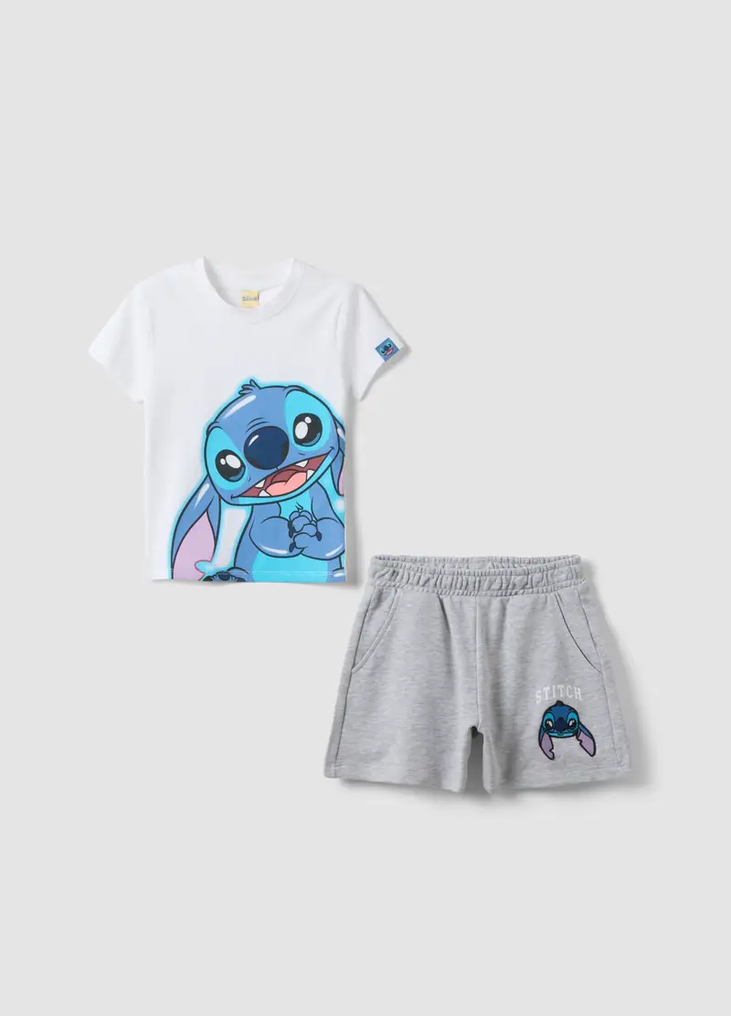 Set Fitted In Cotone Elasticizzato Multicolor Da Ragazza Con Stitch, Bambina, Multicolor