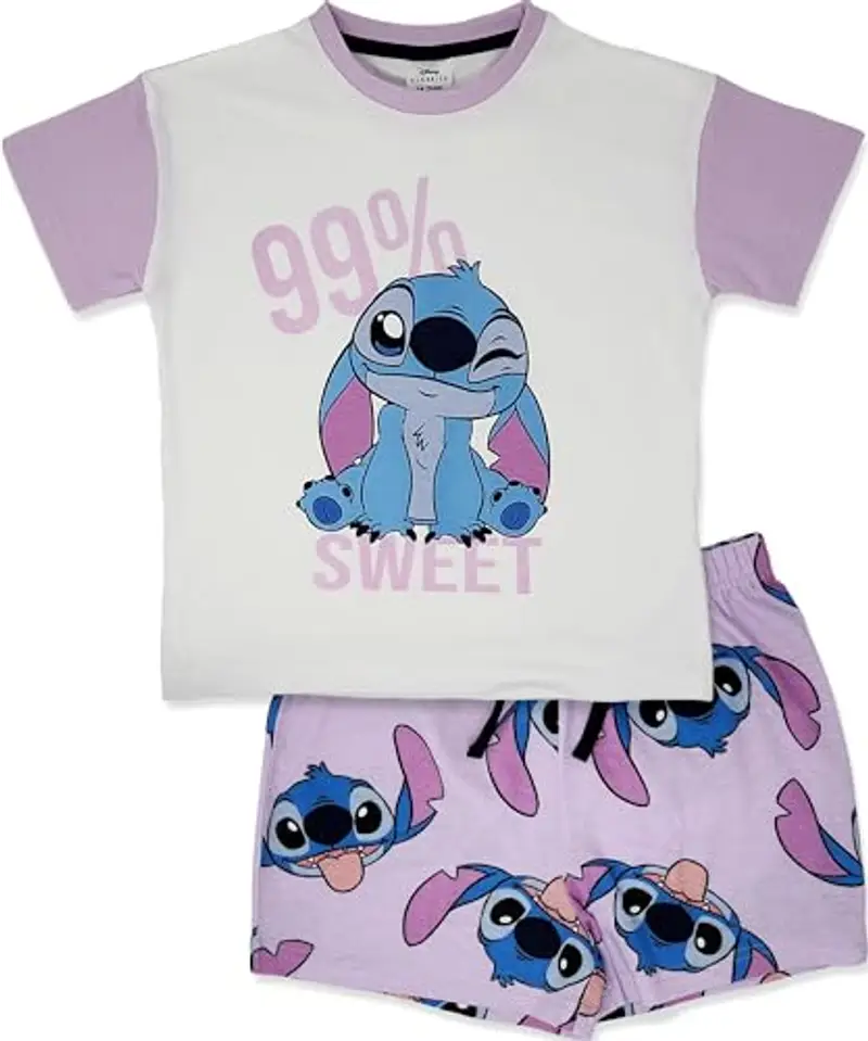 Disney Set Pigiama Corto Lilo e Stitch per Bambina - 100% Cotone - 13-14 Anni: 164cm