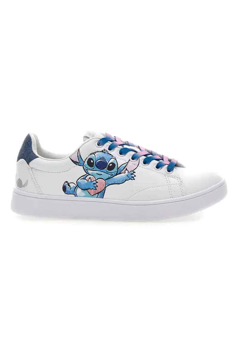 Sneakers bianche con grafica Stitch Disney D6020174S [BIANCO]