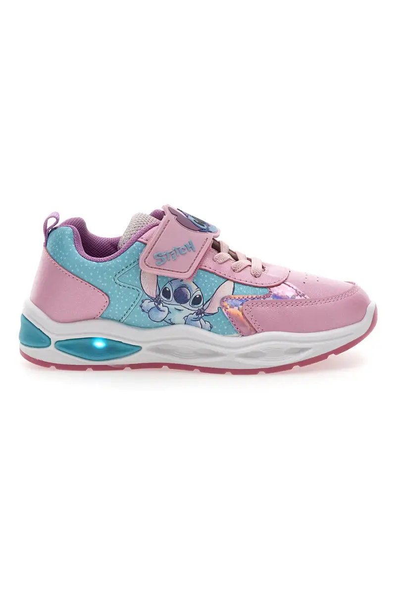 Sneakers rosa celeste con luci con stampa Stitch D6020142S [ROSA]