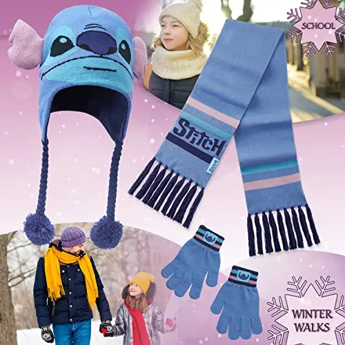Disney Stitch Accessori Invernali Set Bambina Adolescenti, Accogliente Accessori Viaggio e Scuola miniatura 2