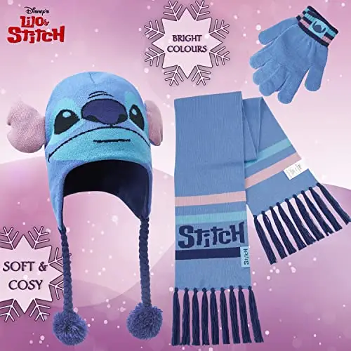 Disney Stitch Accessori Invernali Set Bambina Adolescenti, Accogliente Accessori Viaggio e Scuola miniatura 3
