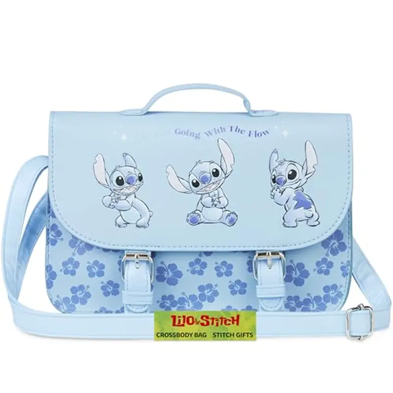 Disney Stitch Borsa Tracolla Bambina Adolescenti, Borsa Spalla Cinghia Lunga (Blu)