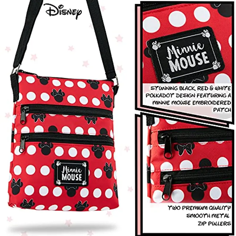 Disney Stitch Borsa Tracolla Bambina Adolescenti, Moda Borsetta Tracolla Donna con Cinturino Regolabile, Idee Regalo Lei (Minnie Mouse, 25x22x2cm) miniatura 3