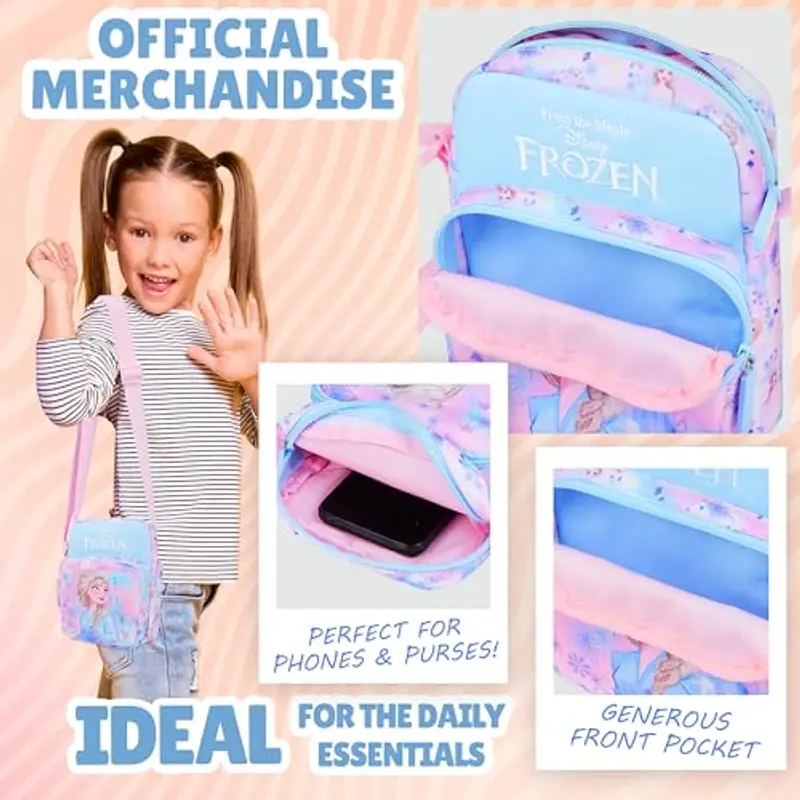 Disney Stitch Borsetta Bambina Adolescenti Borsa Tracolla con Cinturino Regolabile per Giornate Shopping Regalo Ragazza (Blu Frozen) miniatura 3