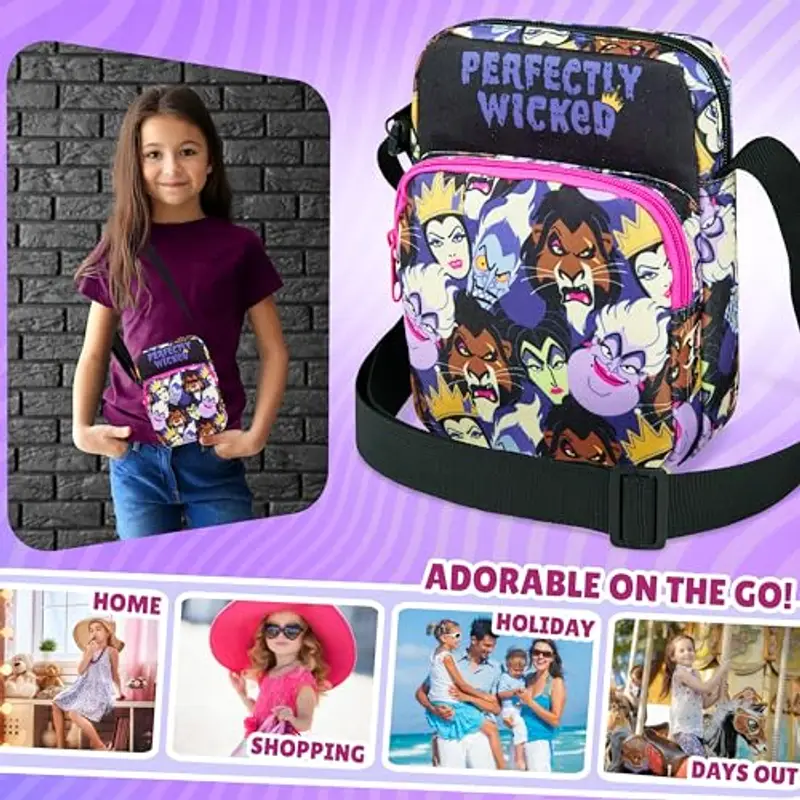 Disney Stitch Borsetta Bambina Adolescenti Borsa Tracolla con Cinturino Regolabile per Giornate Shopping Regalo Ragazza (Multi Villains) miniatura 2
