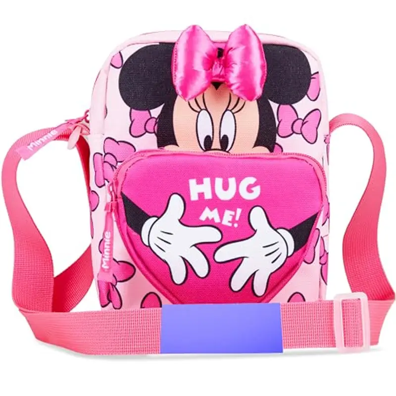 Disney Stitch Borsetta Bambina Adolescenti Borsa Tracolla con Cinturino Regolabile per Giornate Shopping Regalo Ragazza (Rosa Minnie)