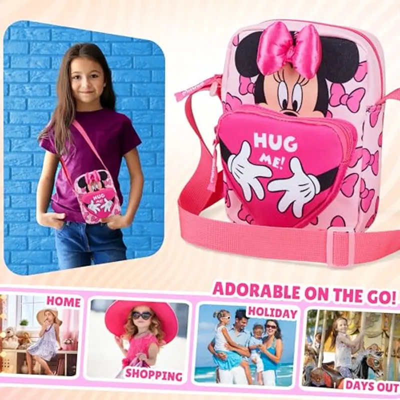 Disney Stitch Borsetta Bambina Adolescenti Borsa Tracolla con Cinturino Regolabile per Giornate Shopping Regalo Ragazza (Rosa Minnie) miniatura 2