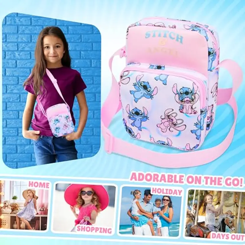 Disney Stitch Borsetta Bambina Adolescenti Borsa Tracolla con Cinturino Regolabile per Giornate Shopping Regalo Ragazza (Rosa Stitch Angel) miniatura 2