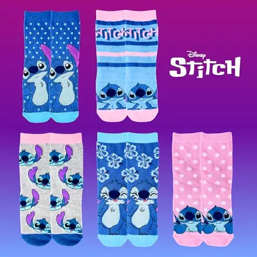 Disney Stitch Calzini per Ragazze, Set di 5 Calzini Classici per Ragazze con Design Stitch, Taglie EU 27 a 38 miniatura 2