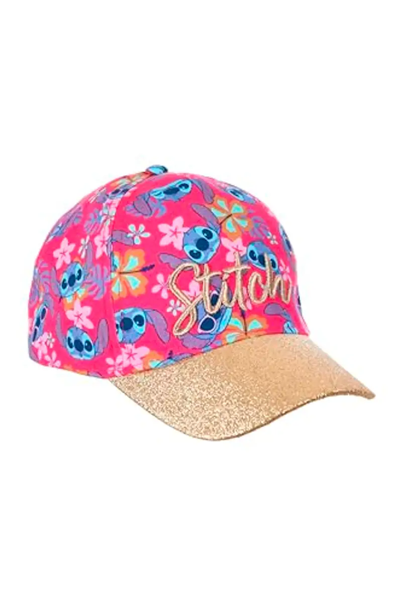 Disney Stitch Cappello da Baseball Bambina, Berretto Classico Glitterato con Design 3D, Regalo per Bambine | Rosa