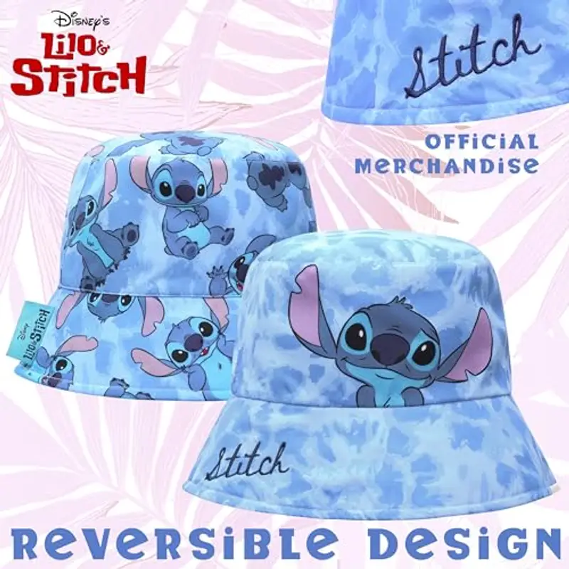 Disney Stitch Cappello Pescatore Bambina, Sole Cappellini Bambini per Estate (Blu Reversibile) miniatura 3