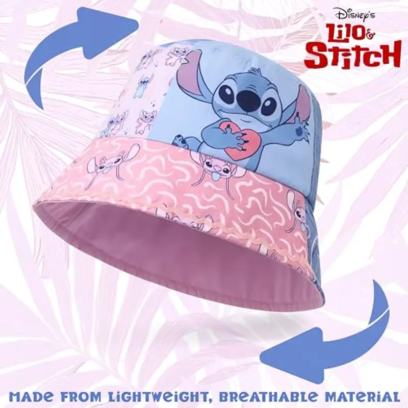 Disney Stitch Cappello Pescatore Bambina, Sole Cappellini Bambini per Estate (Rosa/Blu Non Reversibile) miniatura 3