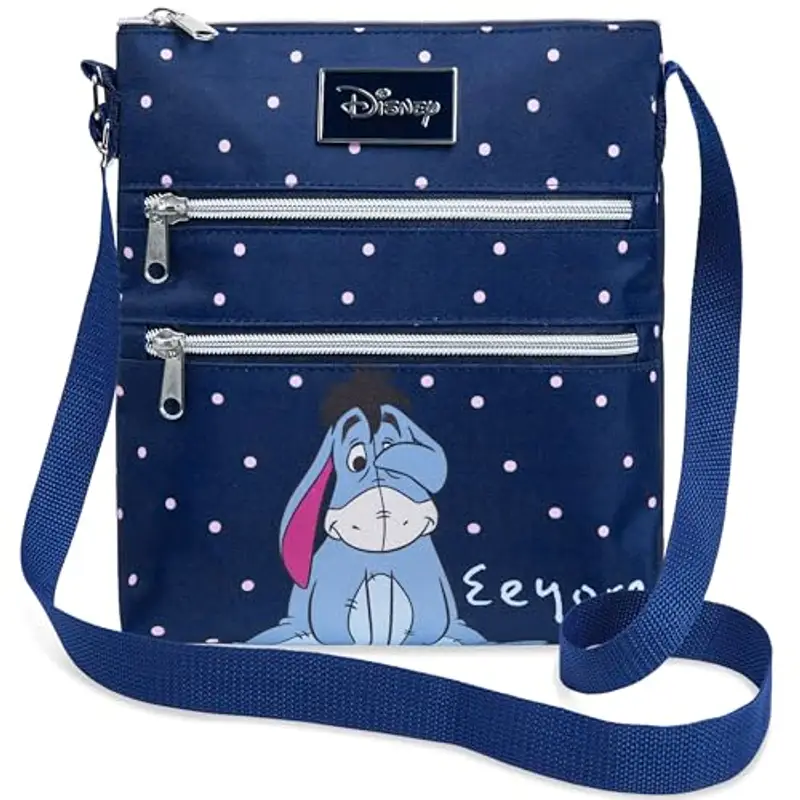 Disney Stitch Tracolla Borsa Bambina Adolescenti, Borsetta Tracolla con Cinturino Regolabile (Navy Blu Eeyore)