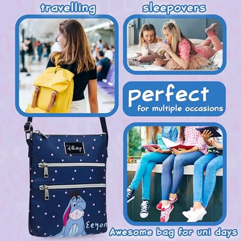 Disney Stitch Tracolla Borsa Bambina Adolescenti, Borsetta Tracolla con Cinturino Regolabile (Navy Blu Eeyore) miniatura 3