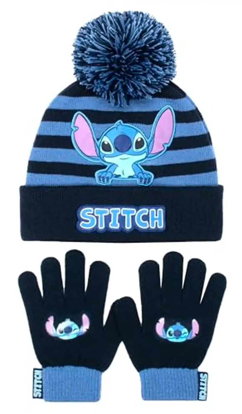 Disney - Stitch Winter Hat & Gloves Set for Girls - Warm & Comfy Kids Accessories - Gift Set for Girls