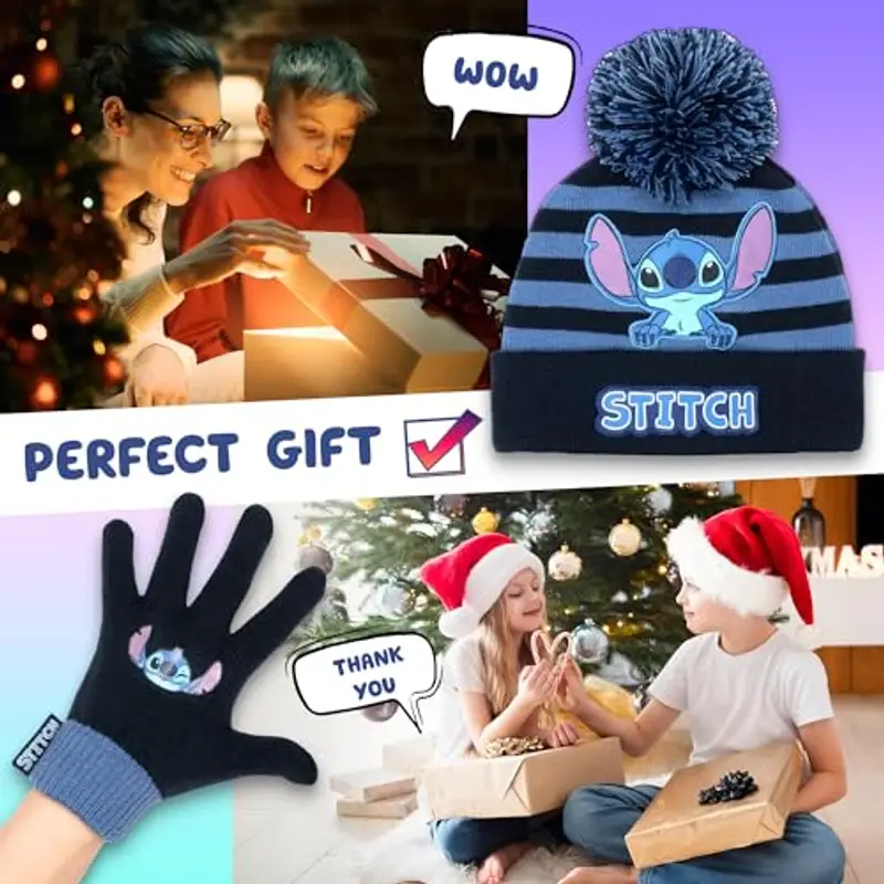 Disney - Stitch Winter Hat & Gloves Set for Girls - Warm & Comfy Kids Accessories - Gift Set for Girls miniatura 3
