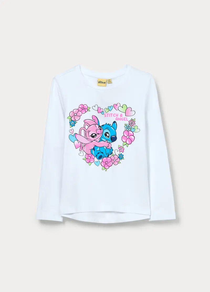 T-shirt Disney In Jersey Di Cotone Stretch Bambina, Bianco