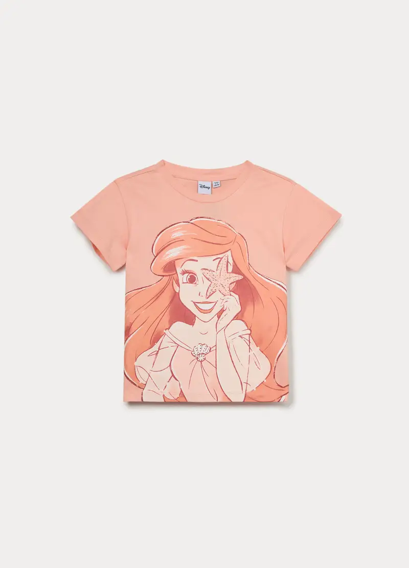 T-shirt Disney In Jersey Di Puro Cotone Bambina, Arancione chiaro