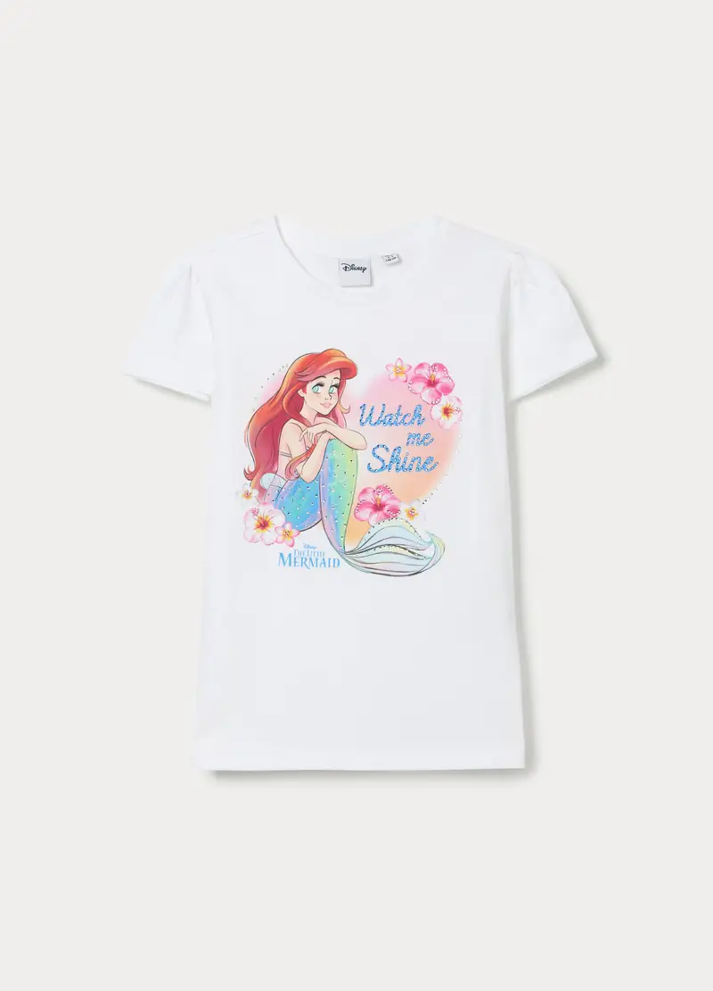 T-shirt Disney In Jersey Di Puro Cotone Bambina, Bianco