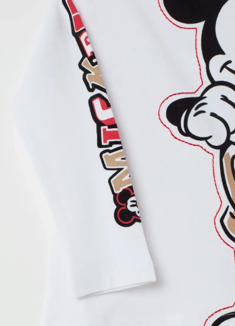 T-shirt In Cotone Bio Con Stampa Topolino, Bambino, Bianco miniatura 3