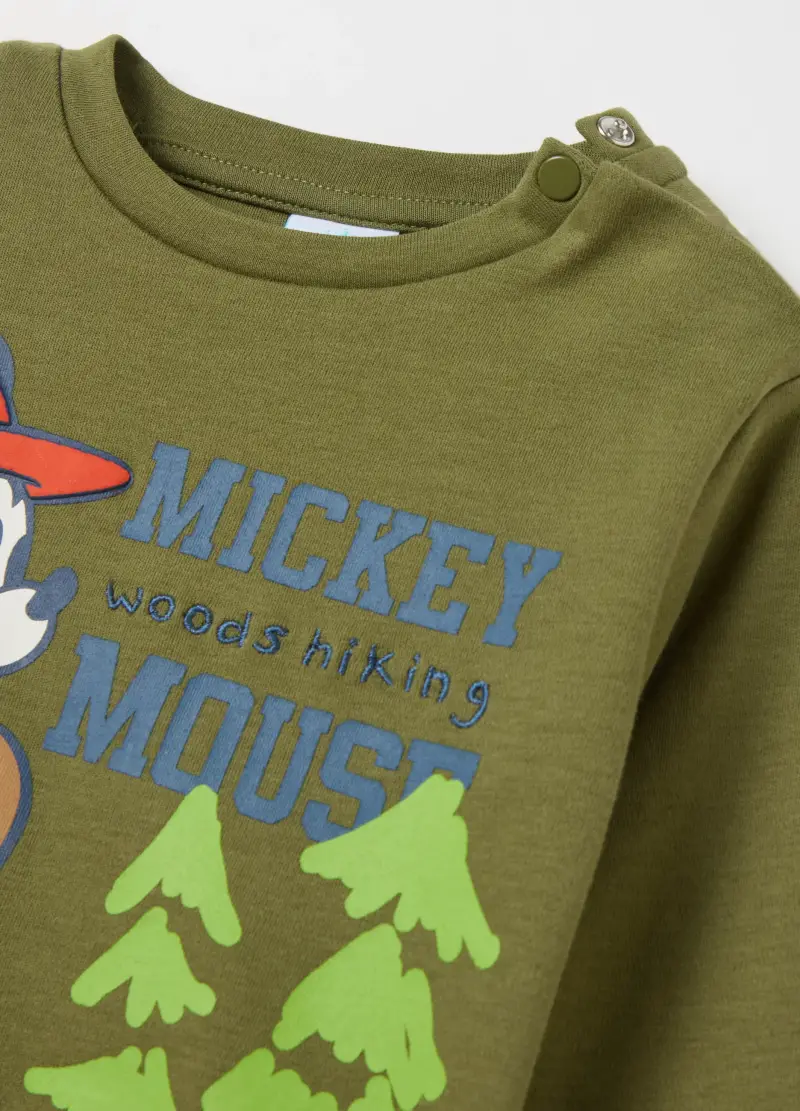 T-shirt In Cotone Con Stampa Topolino Montanaro, Bambino, Verde miniatura 3