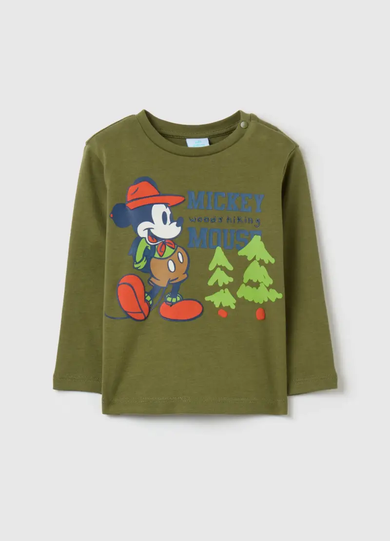 T-shirt In Cotone Con Stampa Topolino Montanaro, Bambino, Verde