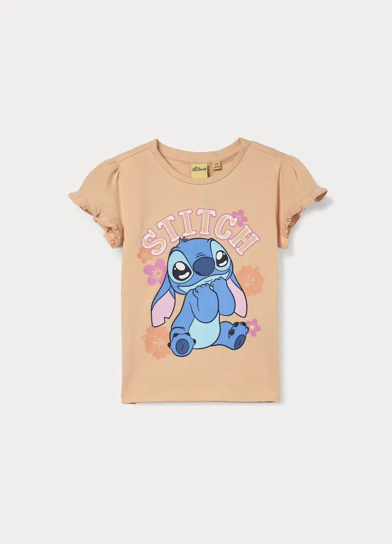 T-shirt In Jersey Di Cotone Stretch Bambina, Giallo champagne