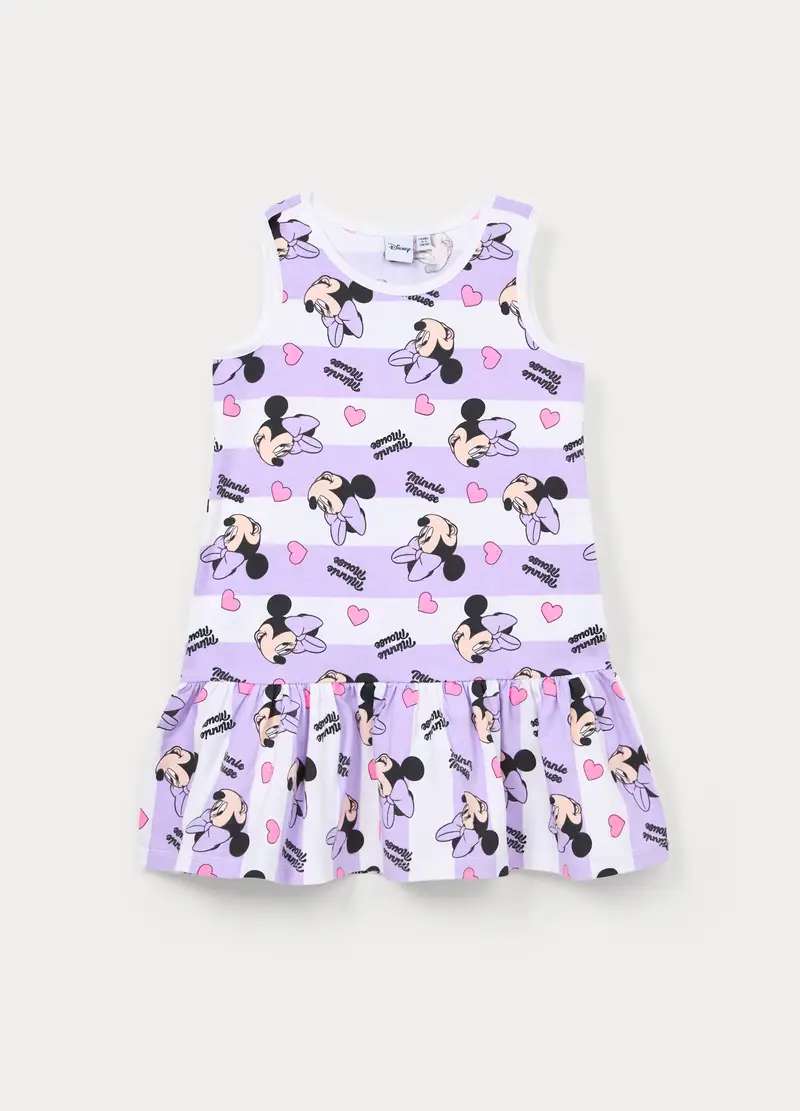 Vestito Disney In Jersey Di Cotone Stretch Bambina, Bianco/Viola