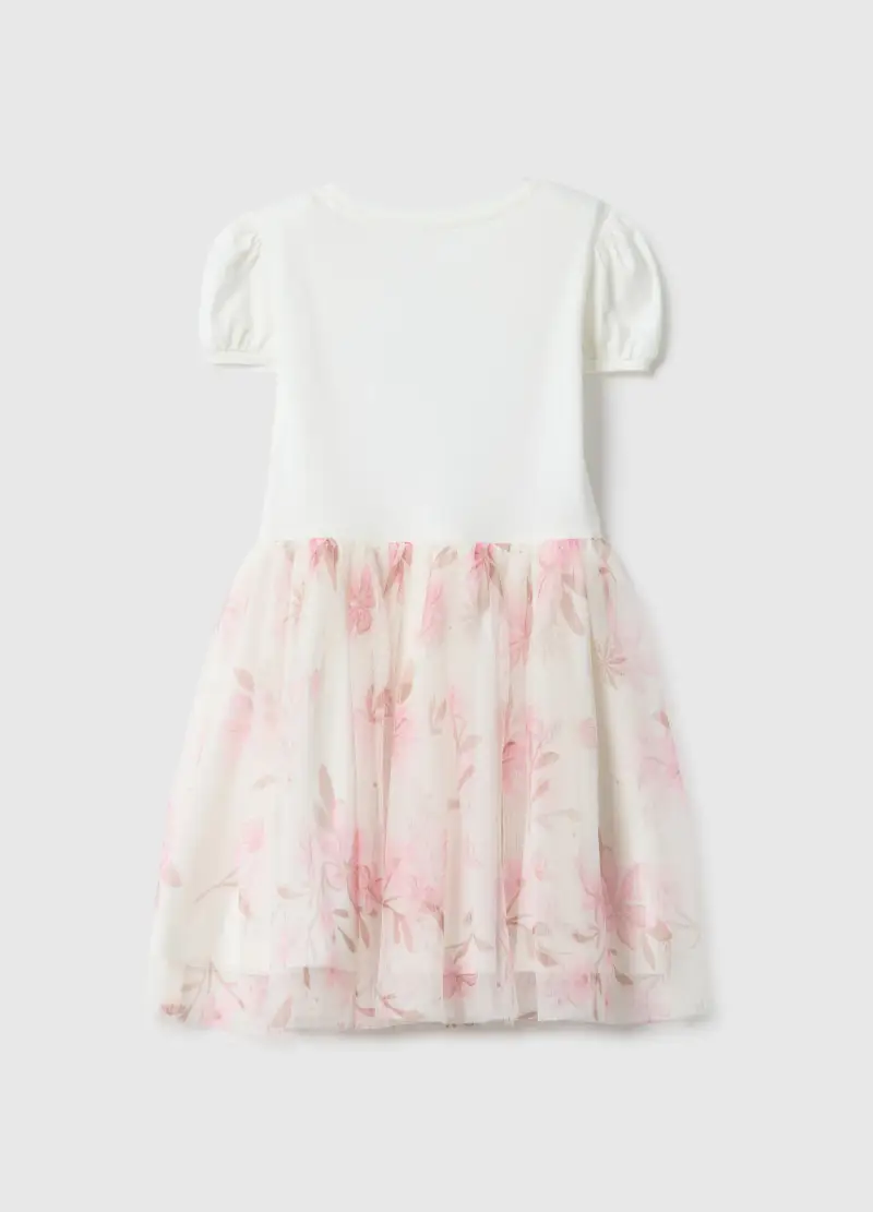 Vestito In Cotone Elasticizzato Per Bambina Con Stampa Frozen, Multicolor miniatura 2