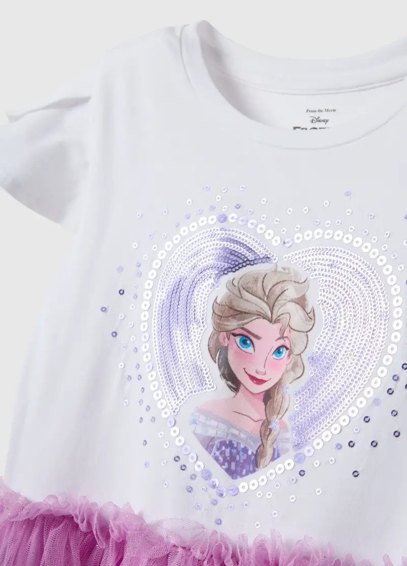 Vestito In Cotone Elasticizzato Regular Fit Per Bambina Con Stampa Frozen, Multicolor miniatura 3
