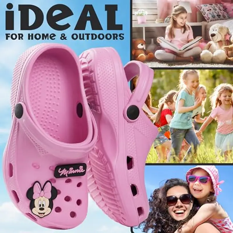 Disney Zoccoli da Bambina, Ciabatte Bambina Stitch, Sabot in Gomma con Ciondoli (Rosa Minnie, 30 EU) miniatura 3