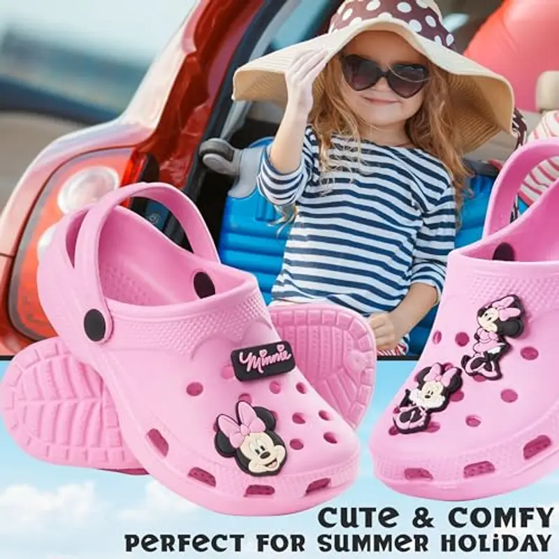 Disney Zoccoli da Bambina, Ciabatte Bambina Stitch, Sabot in Gomma con Ciondoli (Rosa Minnie, 31 EU) miniatura 2