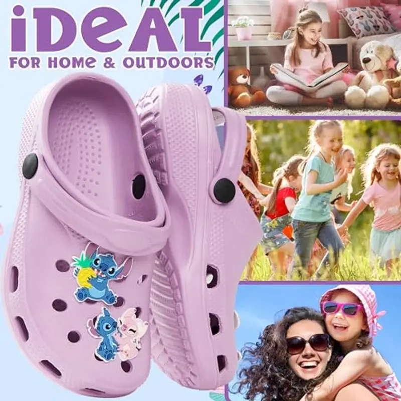 Disney Zoccoli da Bambina, Ciabatte Bambina Stitch, Sabot in Gomma con Ciondoli (Viola Stitch, 29) miniatura 3