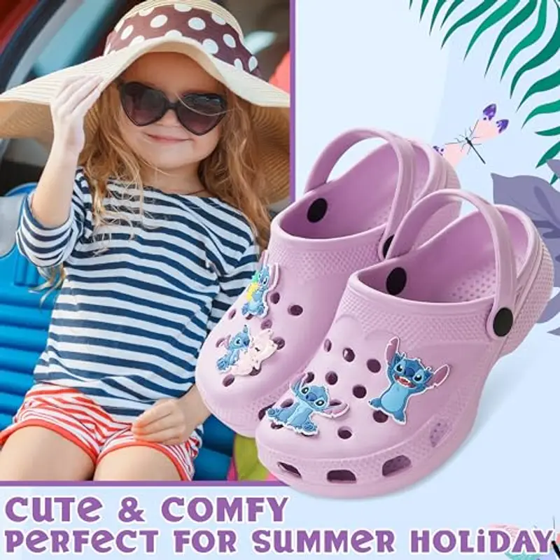 Disney Zoccoli da Bambina, Ciabatte Bambina Stitch, Sabot in Gomma con Ciondoli (Viola Stitch, 34) miniatura 2