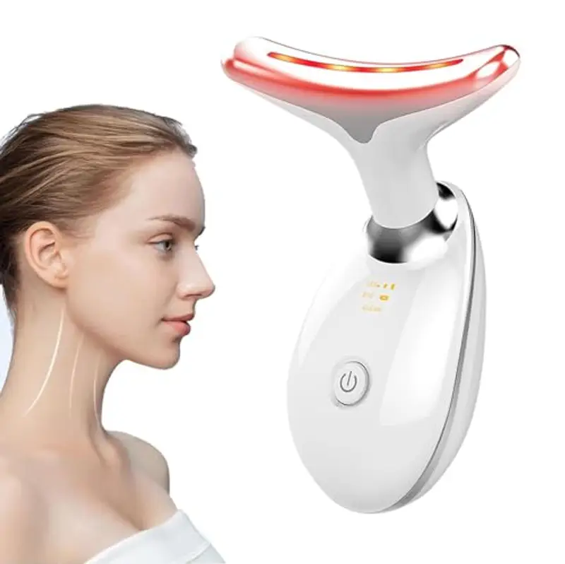 Dispositivo di Bellezza Antirughe, Impacco Caldo a Face Massager con 7 colori - 45 ? Terapia Della Luce Massaggiatore Viso EMS lifting del Collo Rassodante per Tonificare il Viso con 3 modalità