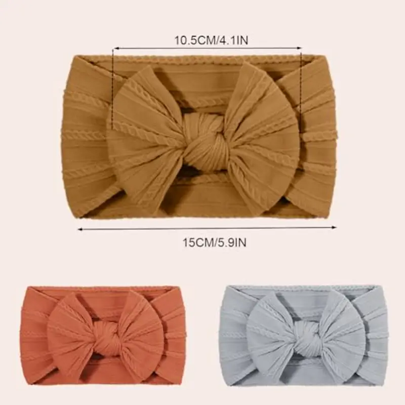 DiULi Fasce Bambina Neonata, 10 Pcs Fiocchi Fascia Capelli Bambina in Nylon Elasticizzato, Fascia Neonato Per Capelli, Morbido Copricapo Carino per Bambini Neonati, Adatto per 0-3 Anni miniatura 2