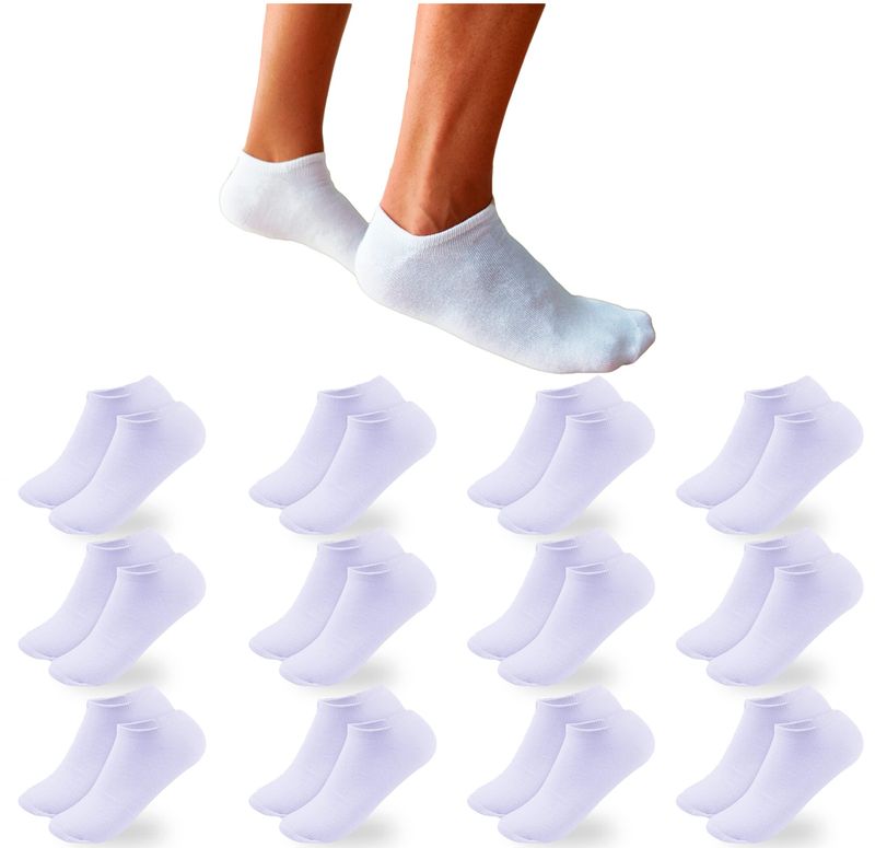 DIVABONNA Calzini Bianchi Corti Antiodore - 12 Paia (35-40)