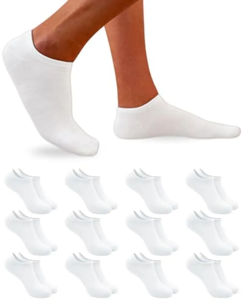 DIVABONNA 12 Paia Calzini Uomo Corti - Calzini Donna Corti - Fantasmini Uomo - Fantasmini Donna - Antiodore e Traspirante (40-46, Bianco)