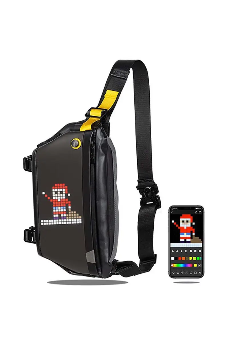 Reset Club fanny pack con display pixel art Pixoo Sling Bag Nero