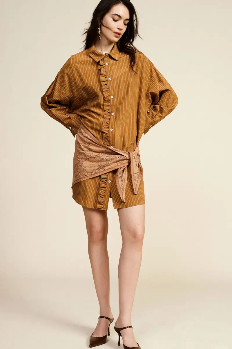 Abito corto a righe con fiocco frontale miniatura 2