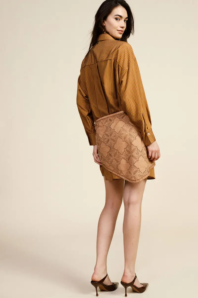 Abito corto a righe con fiocco frontale miniatura 3