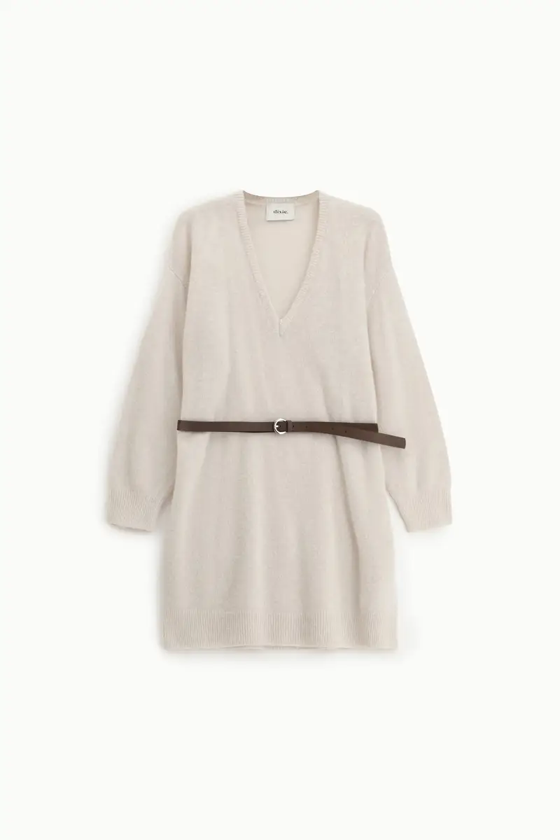 Abito corto con cintura e scollo a v