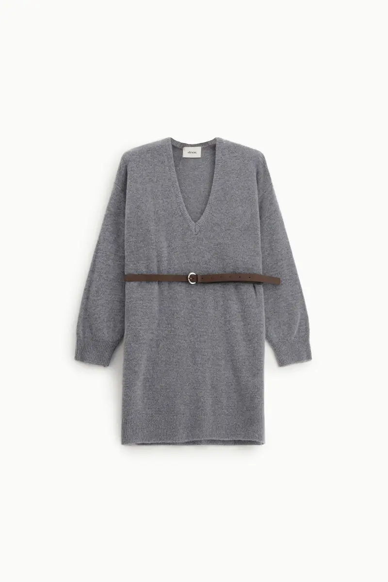 Abito corto con cintura e scollo a v