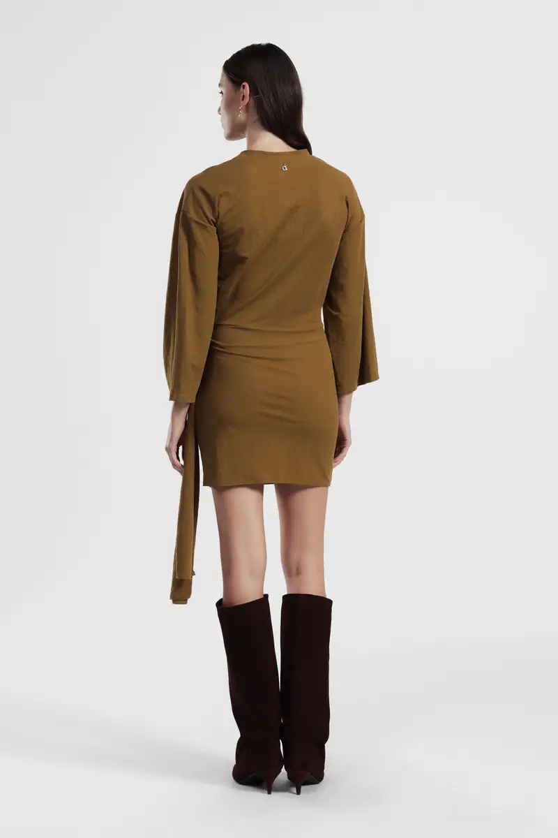 Abito corto con maniche ampie e dettaglio drappeggiato miniatura 3