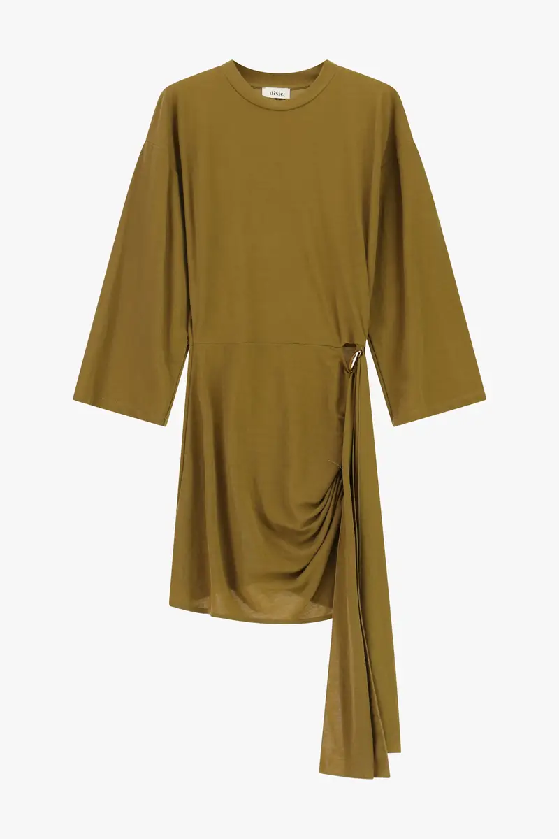 Abito corto con maniche ampie e dettaglio drappeggiato