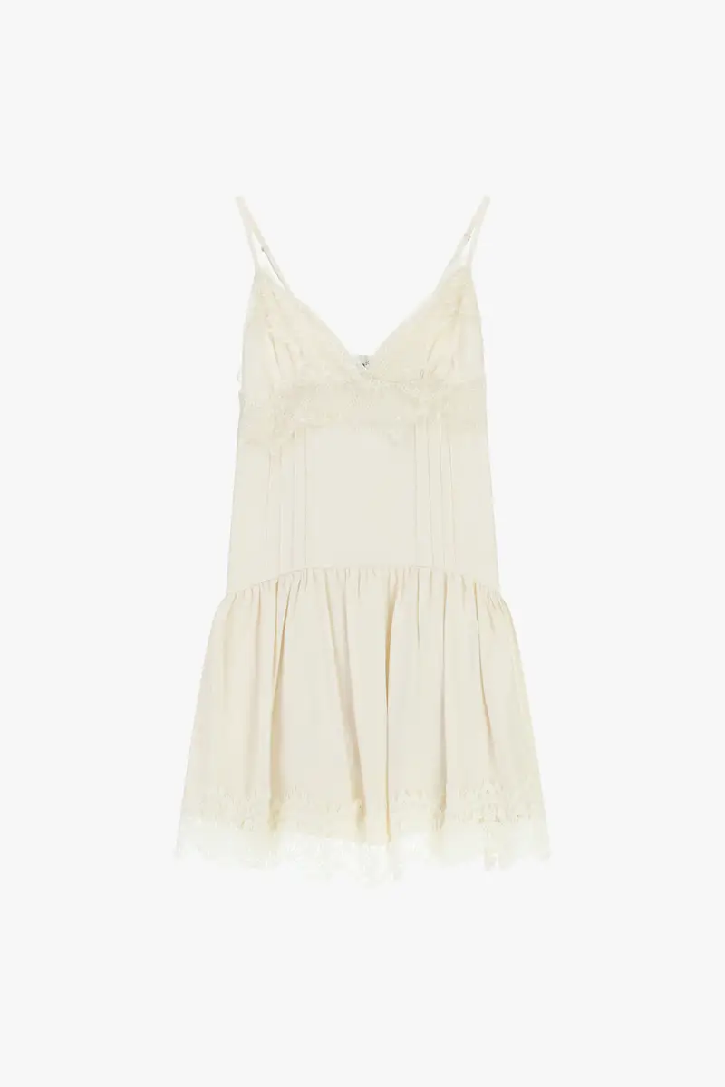 Abito corto con spalline e pizzo decorativo