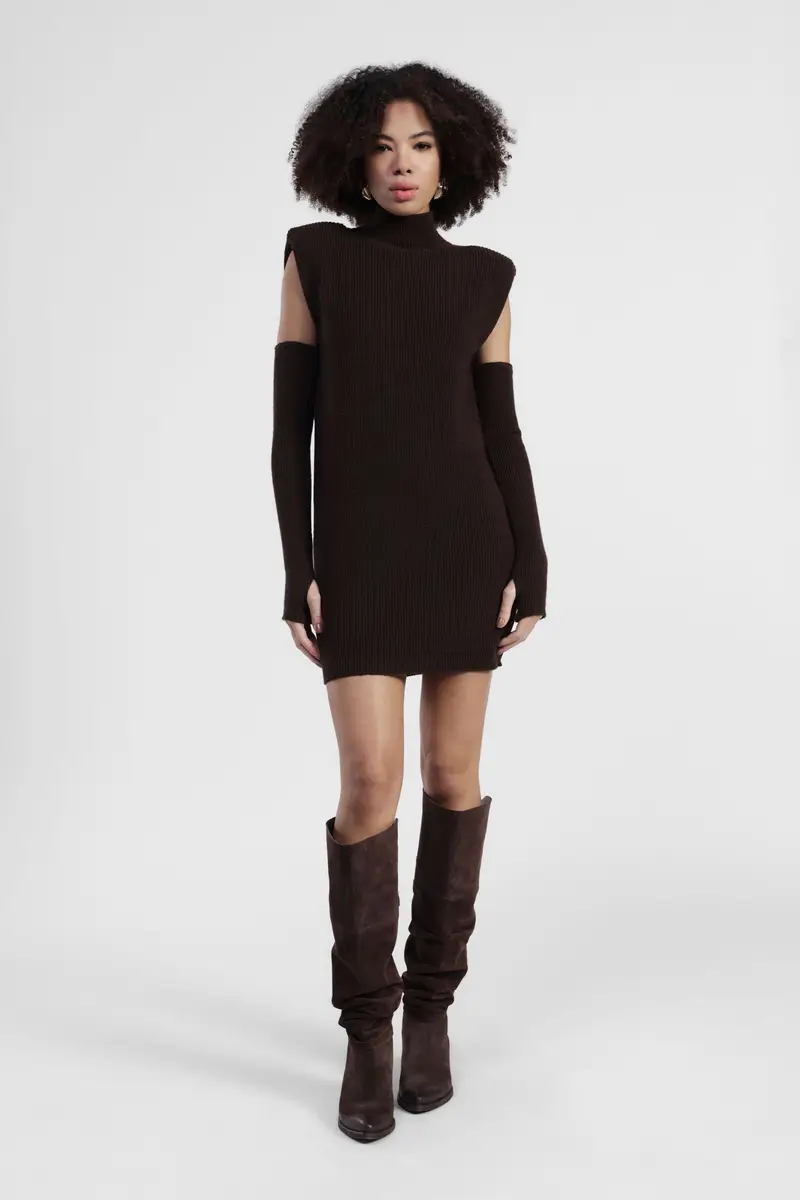 Abito corto in maglia con maniche rimovibili miniatura 2